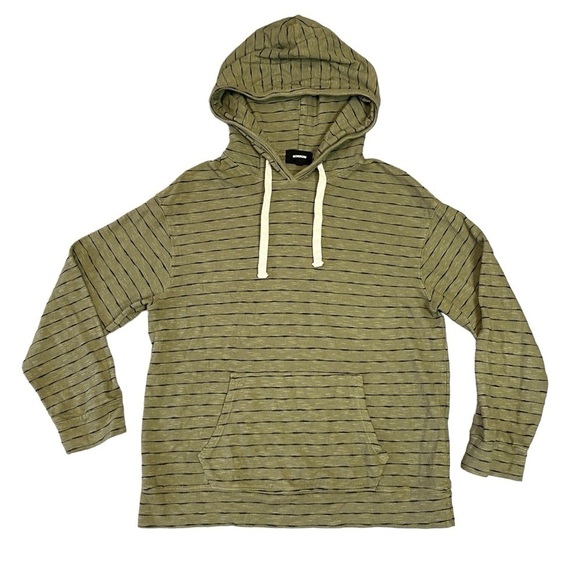 Monrow Revolve Mens Knit Sweater Striped Hoodie. Green and Black Size S #917 - Picture 1 of 5